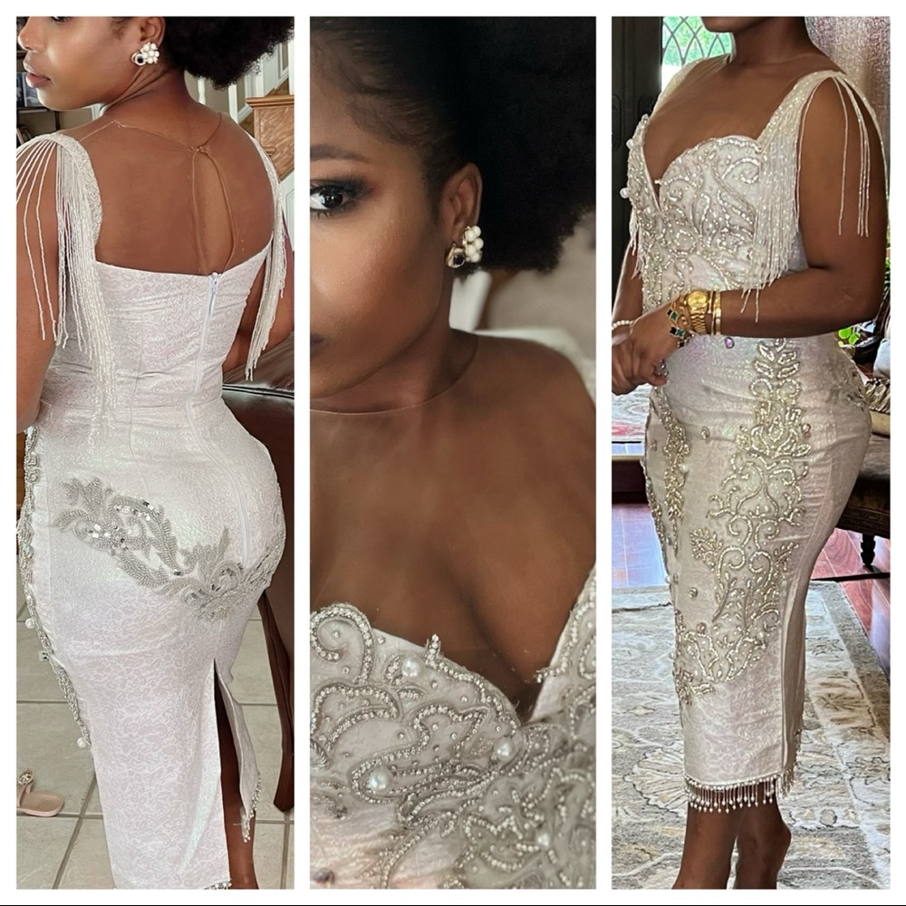 Hand made silver with pearls dress